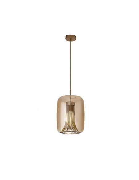 Lámpara Colgante KRISS GU10 Cilindro cristal oro-bronce