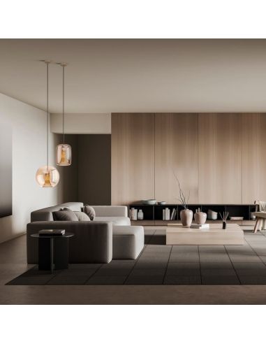 Suspension Cylindre en Verre KRISS GU10 ambiance doré-chrome/doré-bronze