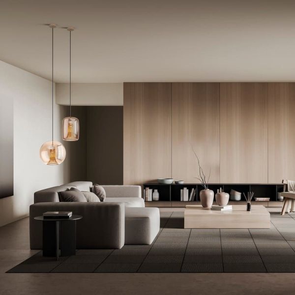 Suspension Cylindre en Verre KRISS GU10 ambiance doré-chrome/doré-bronze