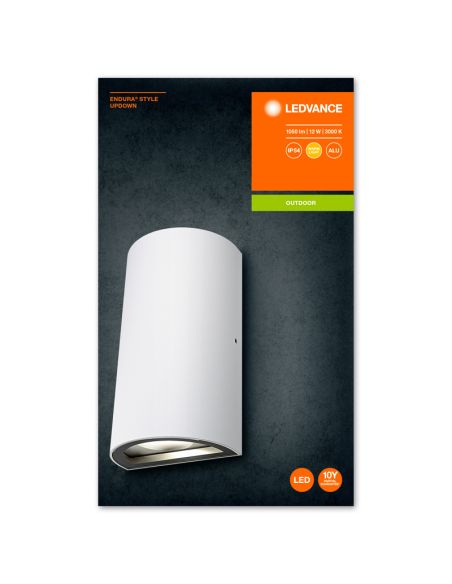 Applique Murale Extérieure LED Moderne Blanc LED Style Endura Updown 3000K 12W 700Lm IP54 4058075214071 | LéonLeds