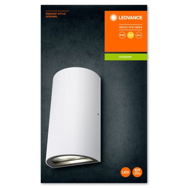 Aplique LED moderno para exterior branco LED estilo Endura Updown 3000K 12W 700Lm IP54 4058075214071 | leonLeds