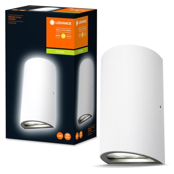Applique Murale Extérieure LED Moderne Blanc LED Style Endura Updown 3000K 12W 700Lm IP54 4058075214071 | LéonLeds