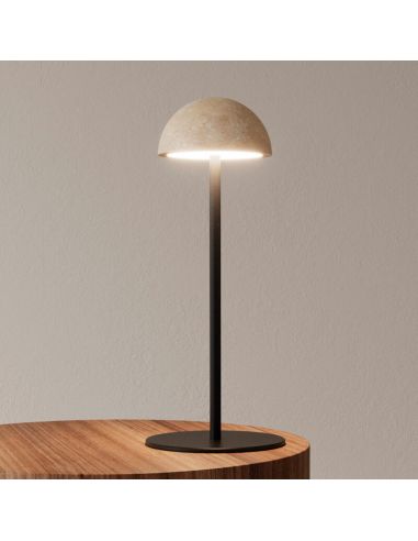 DUSSA Lampe à poser LED dimmable métal et marbre finition dorée ambiance photo