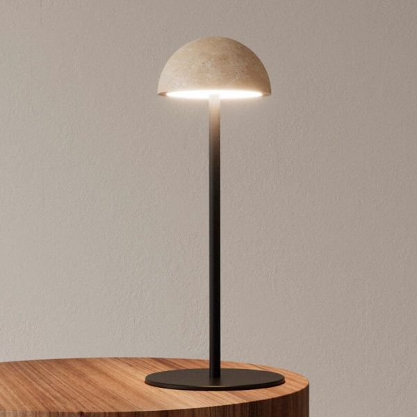 DUSSA Candeeiro de mesa LED regulável em metal e mármore com acabamento dourado atmosfera fotográfica