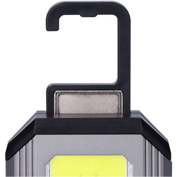 Lanterna LED magnética recarregável de 10 W muito potente com gancho de alumínio PowerBank 36120 | LeonLeds