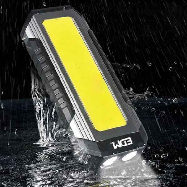 Linterna LED muy potente 10W recargable magnética con gancho de Aluminio PowerBank 36120 | LeonLeds