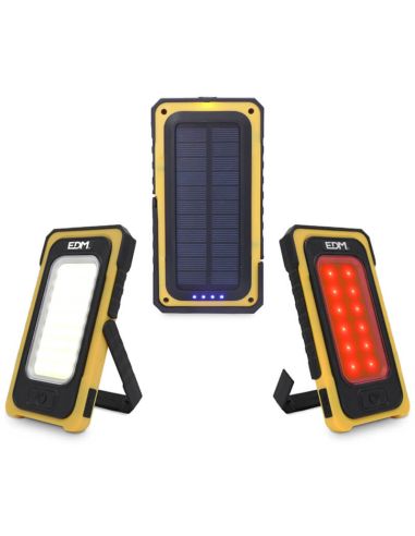 Linterna LED con carga solar potente 10W Recargable con Gancho e Iman 36126 | LeonLeds