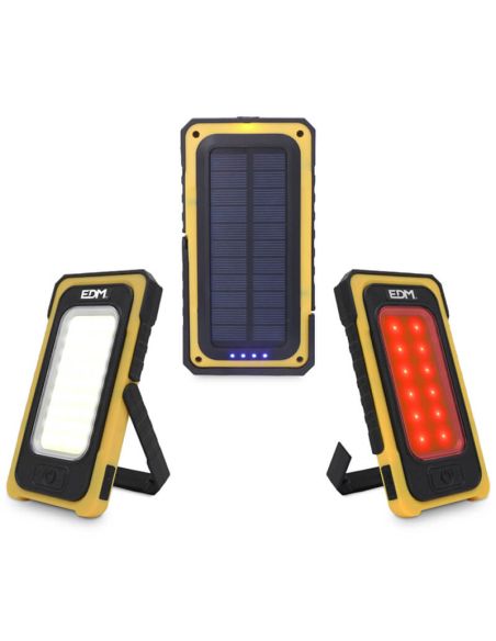 Linterna LED con carga solar potente 10W Recargable con Gancho e Iman 36126 | LeonLeds