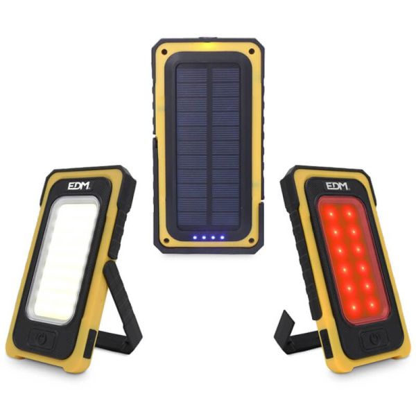 Linterna LED con carga solar potente 10W Recargable con Gancho e Iman 36126 | LeonLeds
