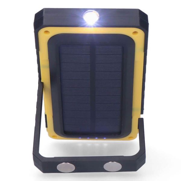 Lampe de poche LED avec charge solaire puissante 10W rechargeable avec crochet et aimant 36126 | LéonLeds