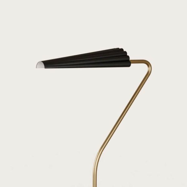 Lampe de table LED BION avec détail réglable en métal et marbre et écran finition dorée