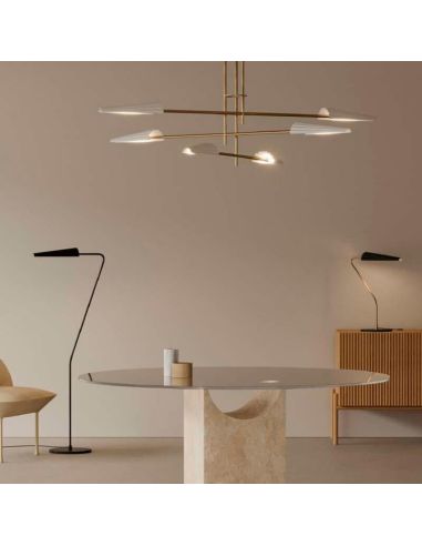 BION Candeeiro de mesa LED regulável em metal e atmosfera fotográfica de mármore