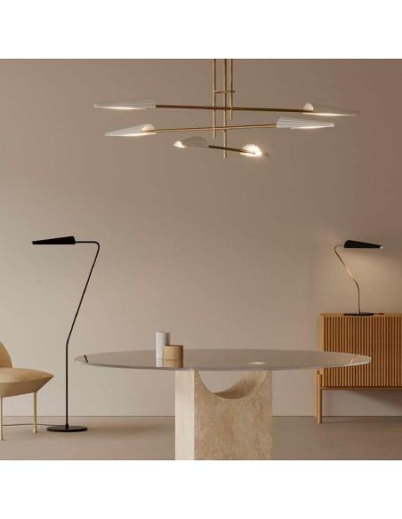 Lámpara sobremesa LED BION regulable metal y mármol foto ambiente