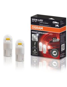 Bombillas LED T10 Homologada para todos los Vehículos 5.800K 12V 1W (2Uds) Night Breaker LED All Model W5W 2825DWNB-2HFB