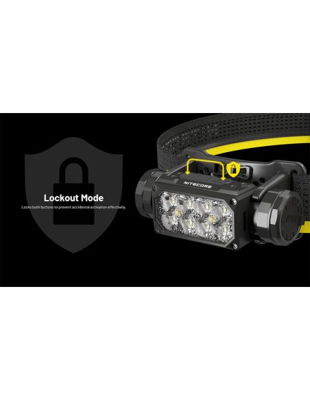 Farol LED HC65 UHE 2.000Lm muito potente com luz vermelha e 8 LEDs Nitecore de alta potência