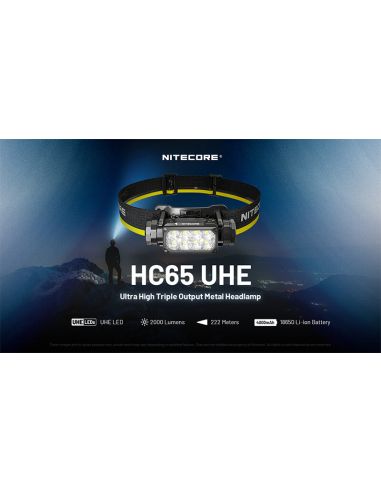 Lampe frontale LED HC65 UHE très puissante de 2 000 Lm avec lumière rouge et 8 LED Nitecore haute puissance