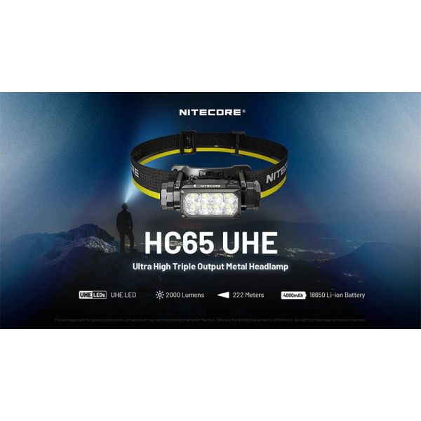 Linterna Frontal LED muy potente HC65 UHE 2.000Lm con Luz Roja y 8 Leds de alta potencia Nitecore