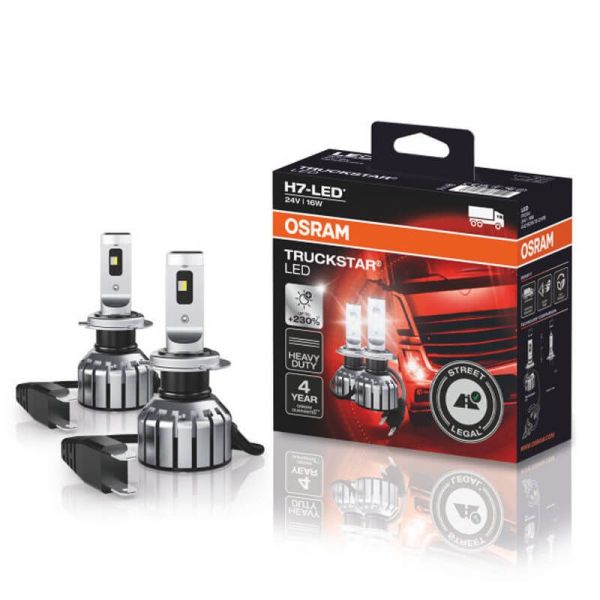 Lâmpadas Led H7 24V para caminhões Truckstar homologadas na Espanha +230% 64215DWTS