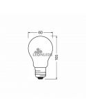 Dimensiones Bombilla LED E27 Regulable con cristal opaco A60 7,5W Reemplazo 75W Performance Class GL FR75 Dim | LeonLeds