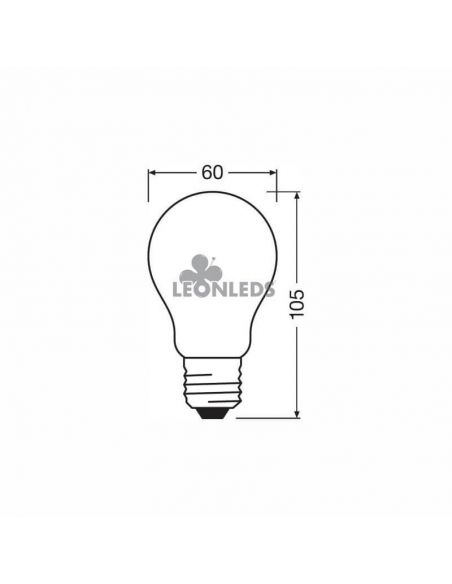 Dimensiones Bombilla LED E27 Regulable con cristal opaco A60 7,5W Reemplazo 75W Performance Class GL FR75 Dim | LeonLeds