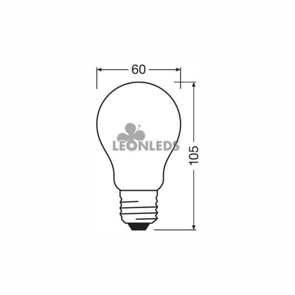 Dimensiones Bombilla LED E27 Regulable con cristal opaco A60 7,5W Reemplazo 75W Performance Class GL FR75 Dim | LeonLeds