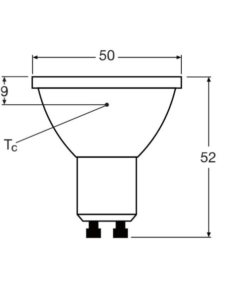 Dimensions Ampoule LED GU10 6,9W Remplacement 80W 60º 575Lm Classe de performance Spot GL80 No-Dim | LéonLeds