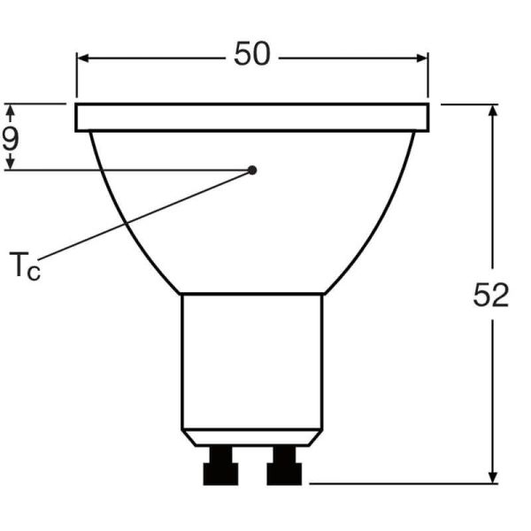 Dimensions Ampoule LED GU10 6,9W Remplacement 80W 60º 575Lm Classe de performance Spot GL80 No-Dim | LéonLeds