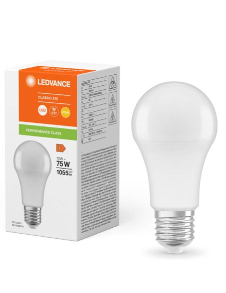 Bombilla Led A60 E27 de 10W Reemplazo 75W Performance Class Classic A75 FR LedVance