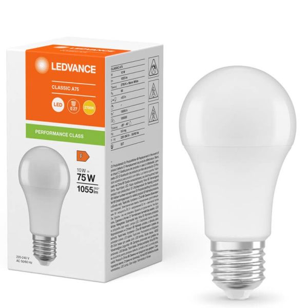 Bombilla Led A60 E27 de 10W Reemplazo 75W Performance Class Classic A75 FR LedVance