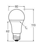 Dimensiones Bombilla Led A60 E27 de 10W Reemplazo 75W Performance Class Classic A75 FR LedVance
