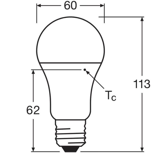 Dimensiones Bombilla Led A60 E27 de 10W Reemplazo 75W Performance Class Classic A75 FR LedVance