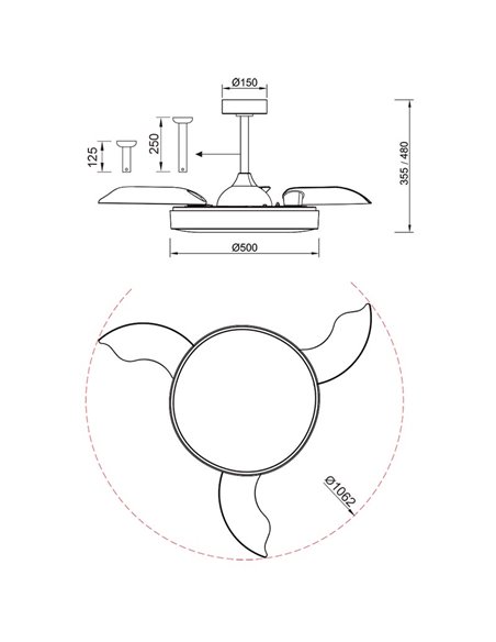 Ventilador de teto ALASKA LED 60W madeira 2700K-5000K 3300 Lm