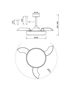 Ventilador de teto ALASKA LED 45W preto 2700K-5000K 2500 Lm 2