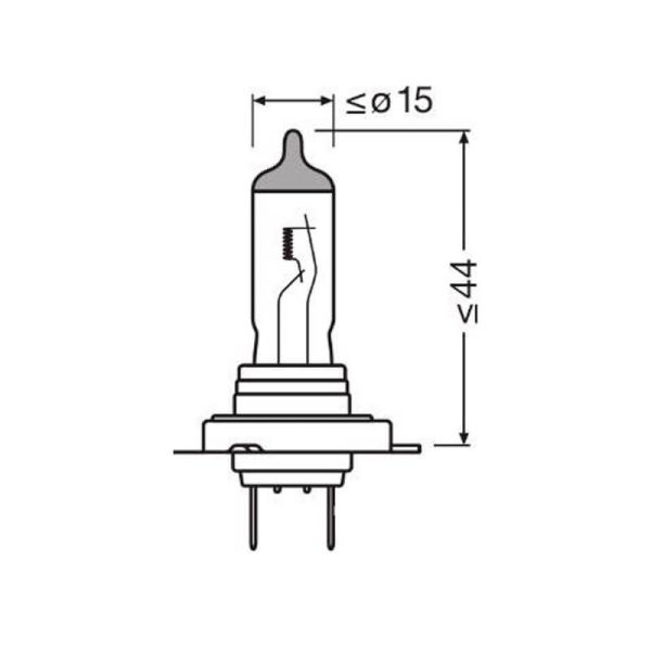 Dimensions de l'ampoule Osram H7 Classic | LeonLeds