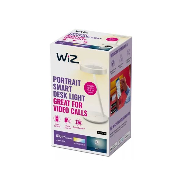Flexo/Lámpara de escritorio inteligente y Aro de Luz PORTRAIT blanco 2200K-6500K+RGB