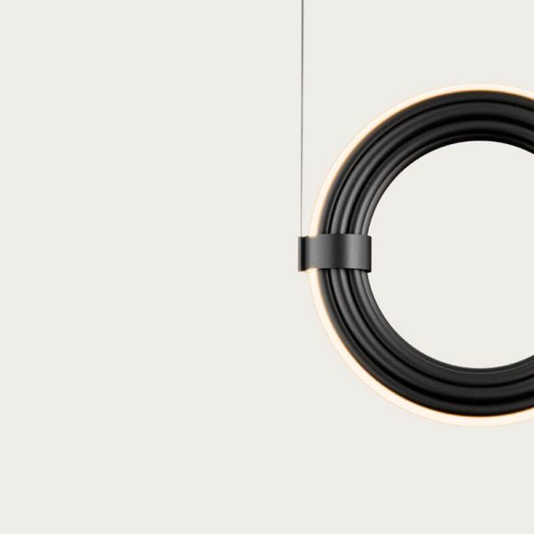 ELLI plafonnier LED vertical dimmable détail tulipe noire