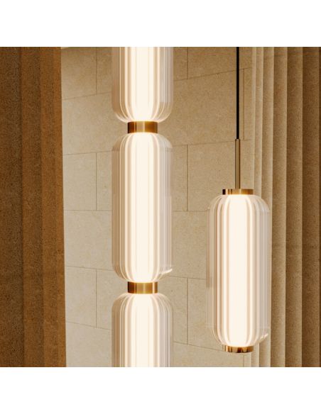 Lámpara de techo LED ELMA 3 tulipas vidrio negro detalle pantallas