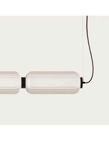 Lámpara de techo LED ELMA 3 tulipas vidrio negro detalle conexiones