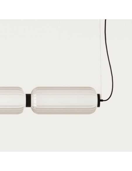 Lámpara de techo LED ELMA 3 tulipas vidrio negro detalle conexiones