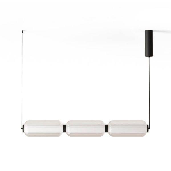 ELMA Plafonnier LED avec 3 abat-jour en verre noir | LéonLeds