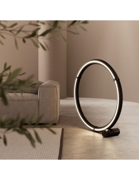 ELLI Lampadaire LED dimmable métal et marbre doré