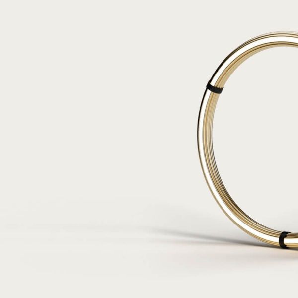 Lámpara de pie LED ELLI regulable metal y mármol oro detalle