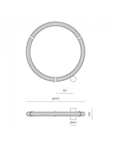 Candeeiro de pé ELLI LED regulável em metal e medições de produto em mármore dourado