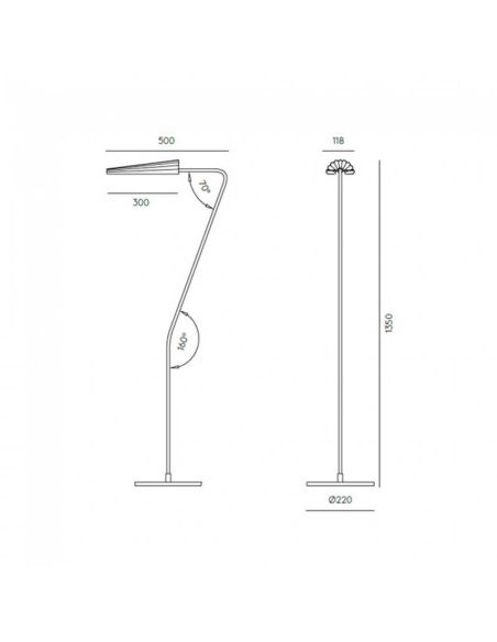Lámpara de pie LED BION regulable metal y mármol negro medidas producto