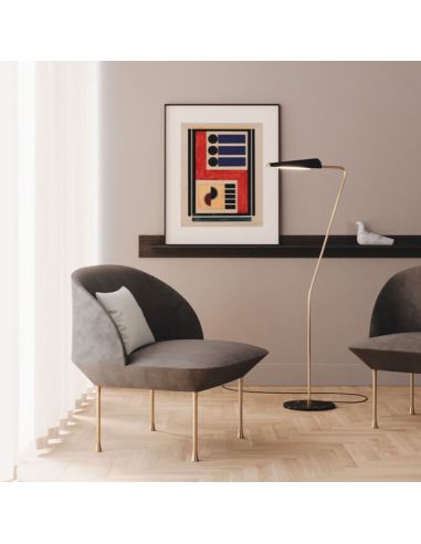 Lampadaire LED BION orientable en métal finition dorée et marbre