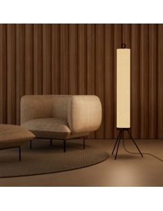 Lámpara de pie LED NOOI pantalla textil de lino beige | LeonLeds 2