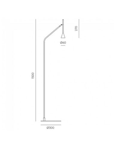 Lámpara de pie LED LYB acero color negro 5W 3000K IP20 medidas producto