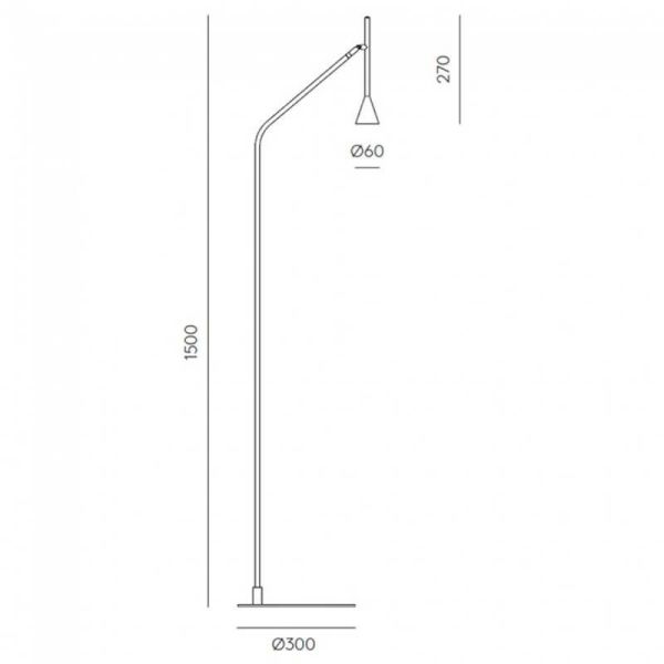 Lámpara de pie LED LYB acero color negro 5W 3000K IP20 medidas producto