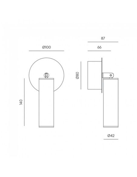 Aplique de pared LED TURA regulador táctil en base medidas producto