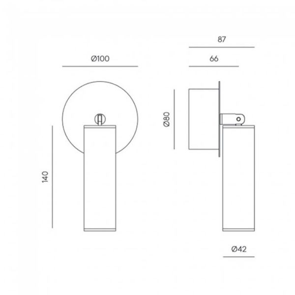 Regulador de toque para aplique de parede LED TURA com base nas medidas do produto